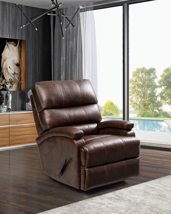 Barcalounger Detrick 6 4585 3702 86 Detrick Leather Rocker Recliner Wenlock Double Chocolate Z R Furniture Recliners